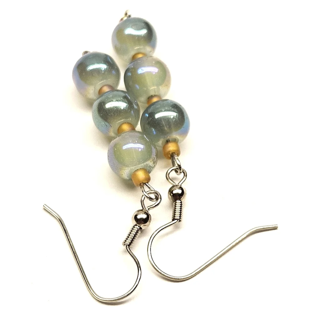 Green and Blue Beaded Earrings